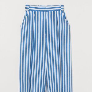 H & M Wide leg pants Bright blue/White stripe NWT Size 6